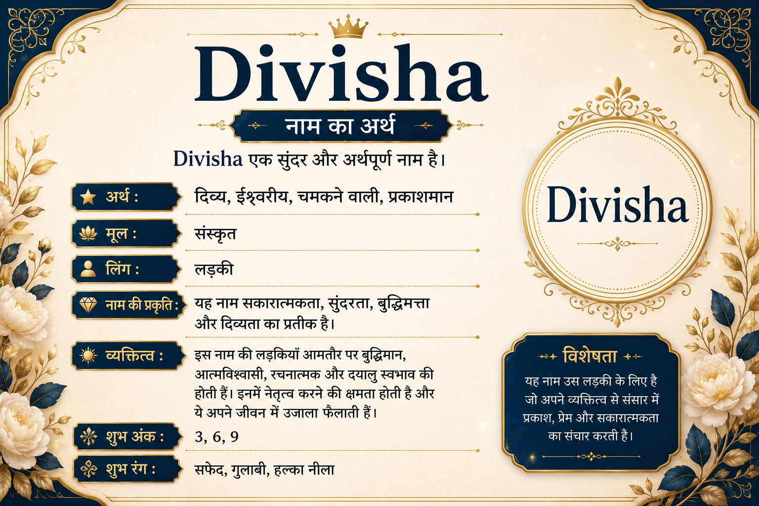 Divisha Name Meaning in Hindi: Divine Light Revealed